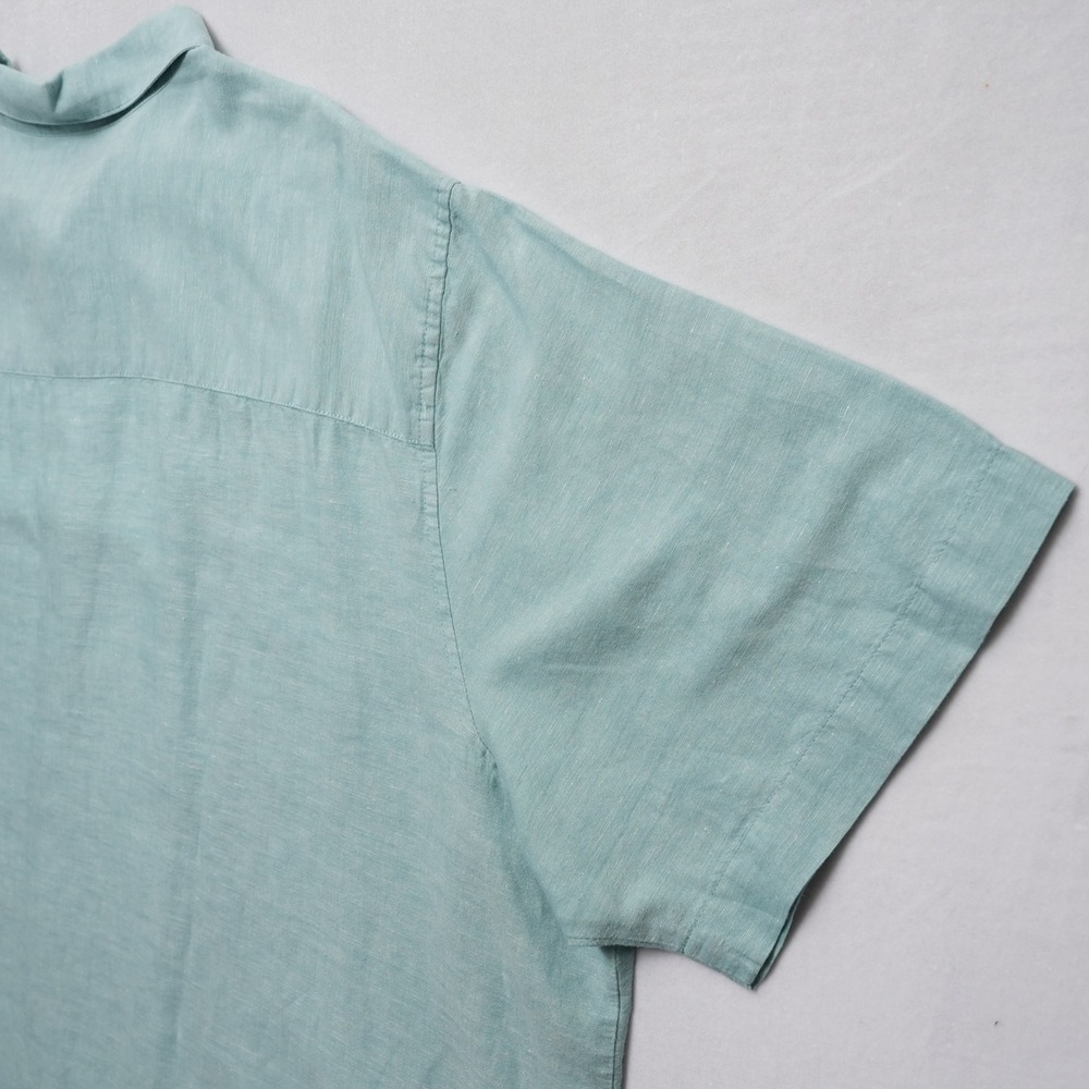 Cubavera Button Up Shirt Mens 4XLT Aqua Blue Linen Blend Embroidered Big Tall - Picture 14 of 15